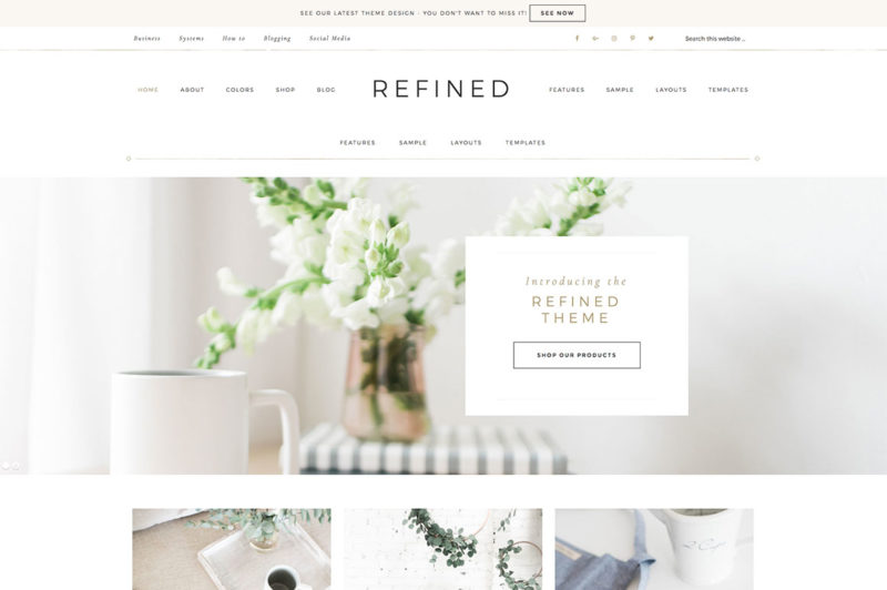front page of refined theme